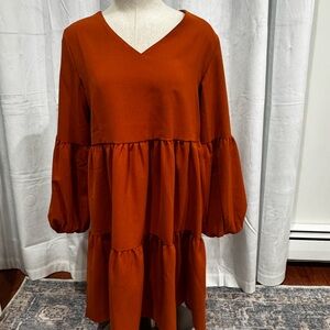 Rust Orange Tiered Dress
